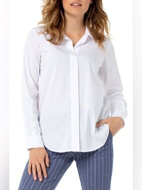 Liverpool Hidden Placket Button-Up White Shirt XL NWT